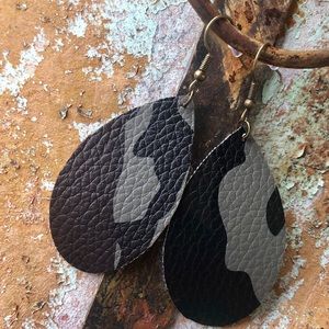 Camo Faux Leather Earring